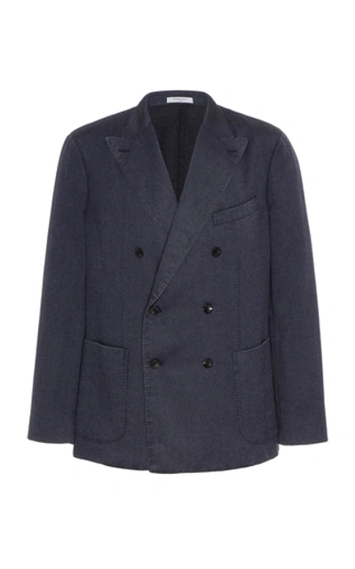 Shop Boglioli Double-breasted Cashmere-blend Blazer In Navy