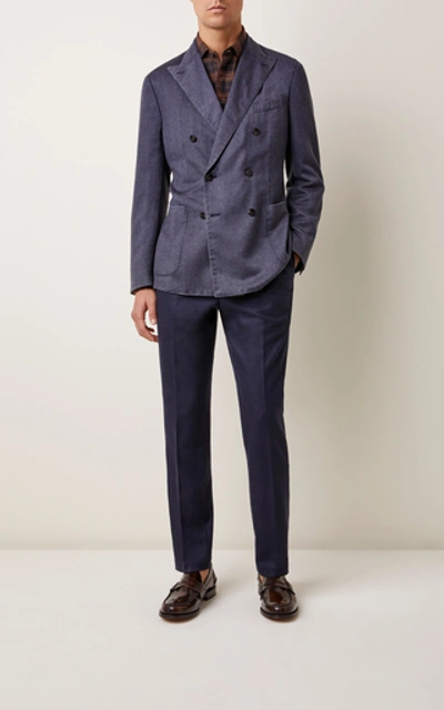 Shop Boglioli Double-breasted Cashmere-blend Blazer In Navy