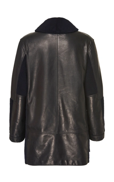 Shop Alexander Mcqueen Shearling Leather Jacket In Black