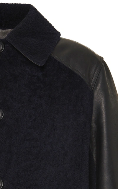 Shop Alexander Mcqueen Shearling Leather Jacket In Black