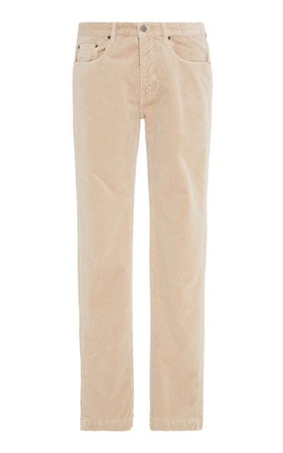 Shop Massimo Alba Cotton-velvet Slim-leg Pants In Neutral