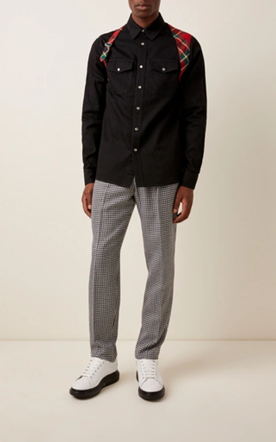 Shop Alexander Mcqueen Houndstooth Pleated Wool Trouser In White