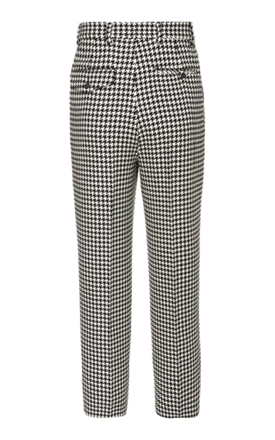 Shop Alexander Mcqueen Houndstooth Pleated Wool Trouser In White