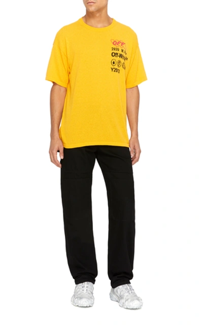Shop Off-white Industrial Y013 Intarsia Cotton T-shirt In Yellow