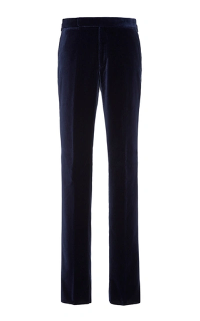 Shop Ralph Lauren Greg Straight-leg Velvet Pants In Blue