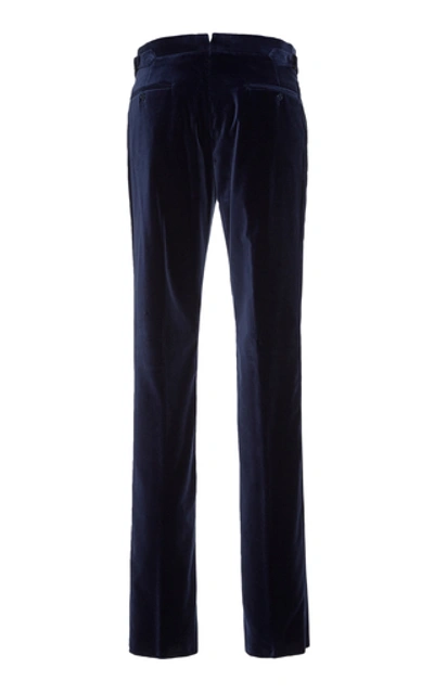 Shop Ralph Lauren Greg Straight-leg Velvet Pants In Blue