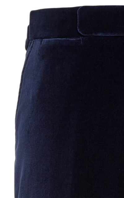 Shop Ralph Lauren Greg Straight-leg Velvet Pants In Blue