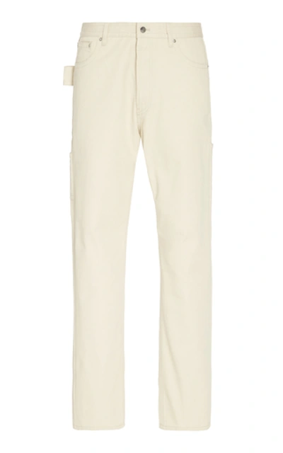 Shop Bottega Veneta White Cotton Straight-leg Pants