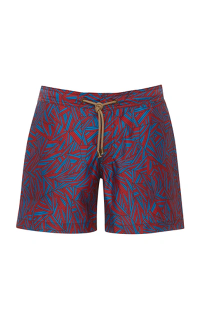 Shop Thorsun Titan Multi-weave Printed Swim Shorts In Red