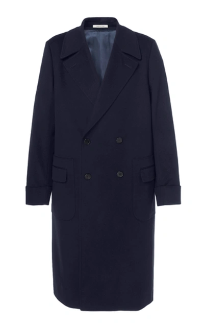 Shop Husbands Paris Double-breasted Belted Cashmere Coat In Navy