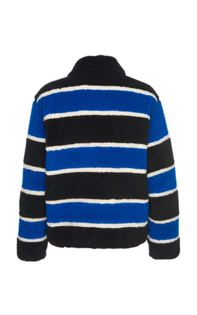 Shop Marni Jersey Striped Fleece Jacket In Blue