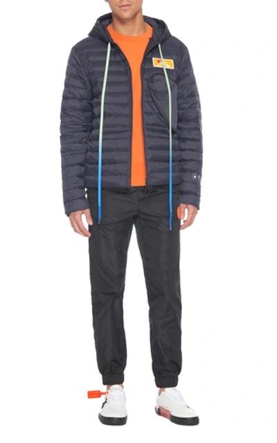 Shop Off-white Hooded Quilted Ripstop Down Coat In Navy