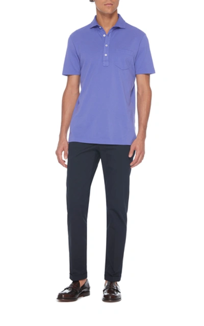 Shop Ralph Lauren Slim-fit Embroidered Cotton-piqué Polo Shirt In Blue