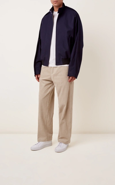 Shop Maison Margiela Traditional Two-tone Felt Jacket In Navy