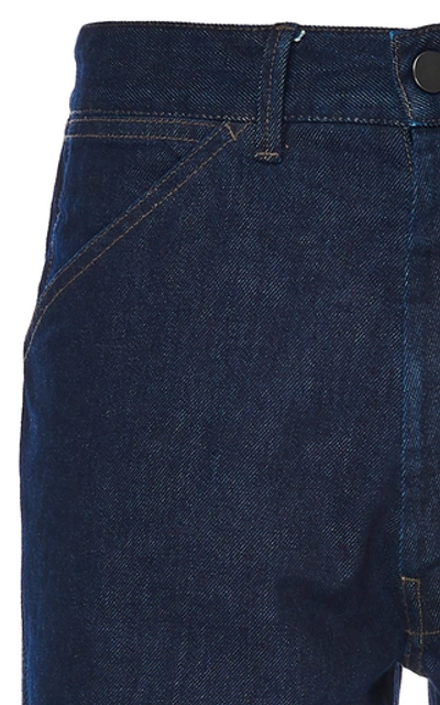 Shop Lemaire Rigid Bootcut Jeans In Blue