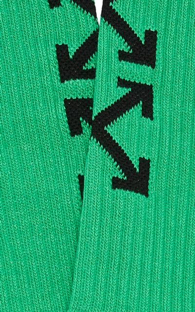 Shop Off-white Intarsia Cotton-blend Socks In Green