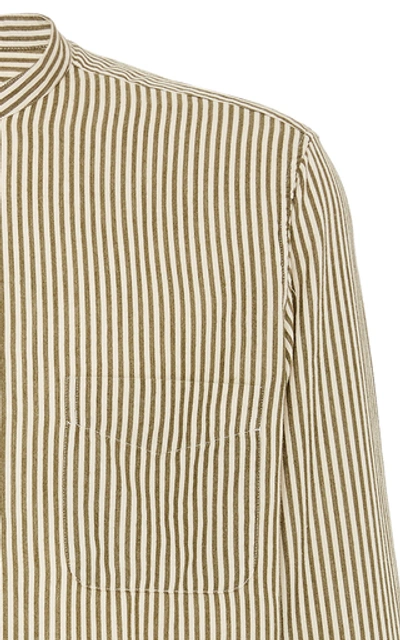 Shop Massimo Alba Striped Cotton-poplin Shirt In Green
