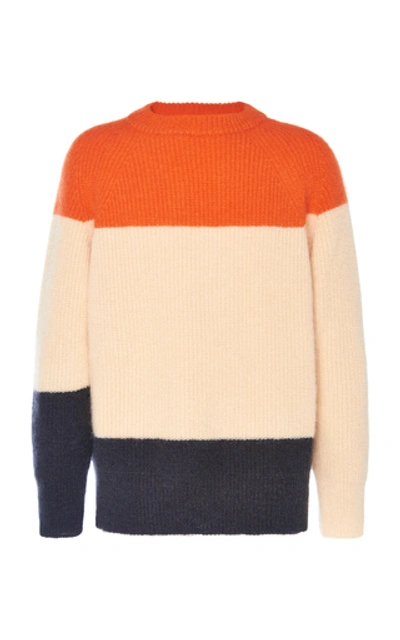 Shop Jil Sander Striped Mohair-blend Sweater In Multi