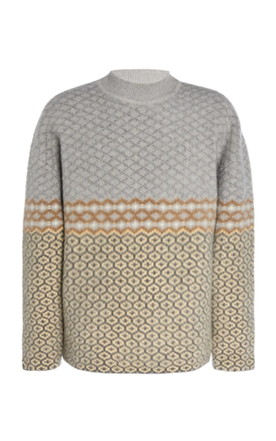 Shop Jil Sander Oversized Intarsia Wool Sweater In Grey