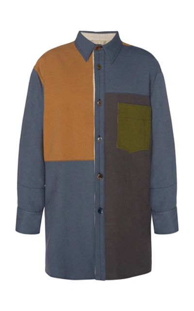 Shop Federico Curradi Oversized Patchwork Cotton Shirt Coat In Multi