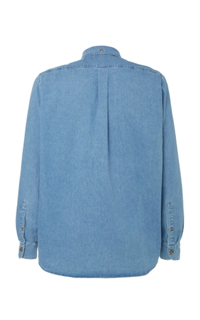 Shop Nanushka Elio Cotton-chambray Shirt In Blue