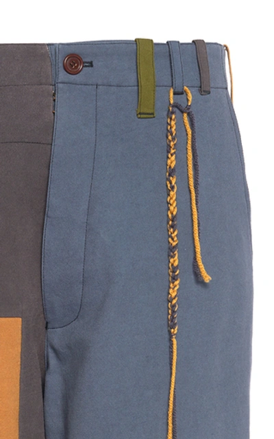 Shop Federico Curradi Patchwork Straight-leg Cotton Pants In Multi