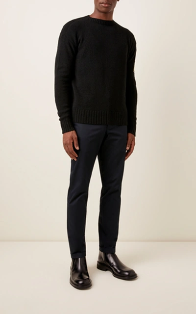 Shop Prada Intarsia-knit Wool Sweater In Black