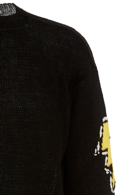 Shop Prada Intarsia-knit Wool Sweater In Black