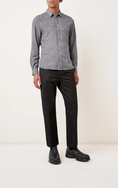 Shop Rochas Pia Distressed Silk Shirt In Grey