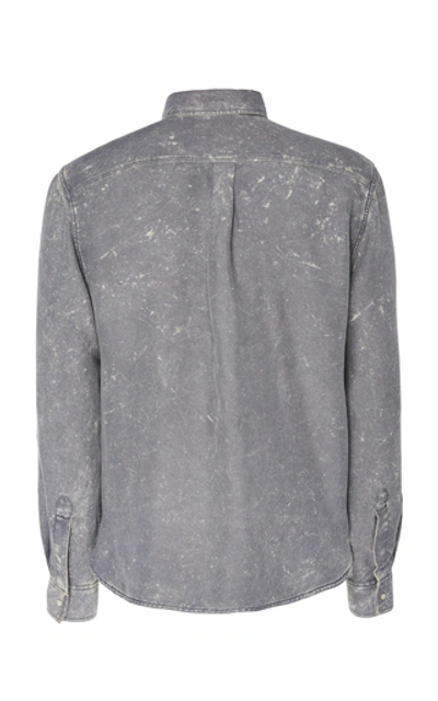 Shop Rochas Pia Distressed Silk Shirt In Grey