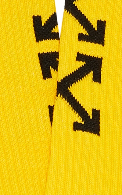 Shop Off-white Intarsia Cotton-blend Socks In Yellow