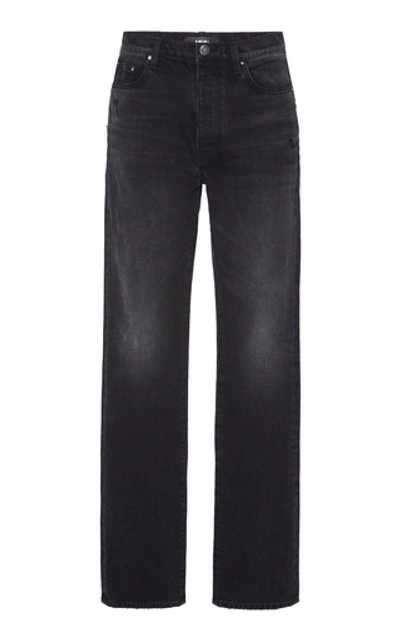Shop Amiri Loose Stack Mid-rise Straight-leg Jeans In Black
