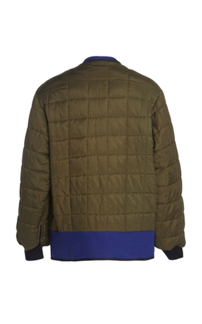 Shop Haider Ackermann Double Layer Cotton-blend Quilted Jacket In Green