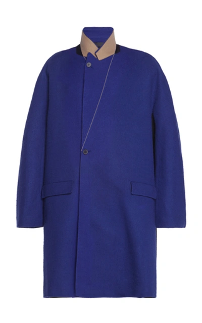 Shop Haider Ackermann Oversized Knee-length Wool Coat In Blue