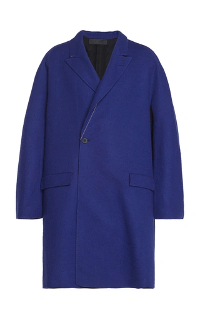 Shop Haider Ackermann Oversized Knee-length Wool Coat In Blue