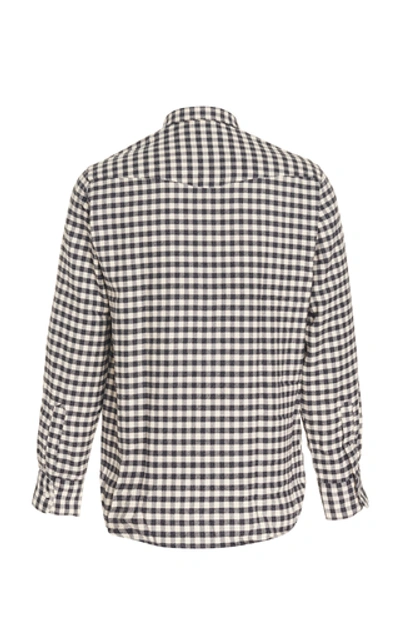 Shop Officine Generale Gingham Brushed Cotton-flannel Shirt In White