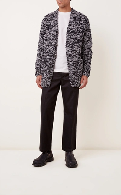 Shop Rochas Handmade Marled Wool Cardigan In Grey