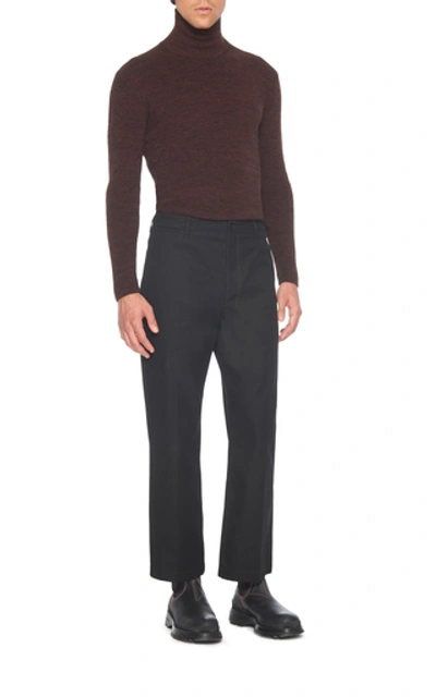 Shop Lemaire Wool Turtleneck Sweater In Navy