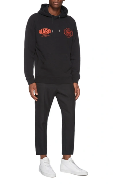 Shop Givenchy Printed Cotton-terry Hooded Sweatshirt In Black