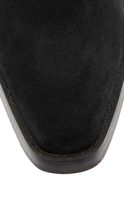Shop Ganni Suede Knee Boots In Black