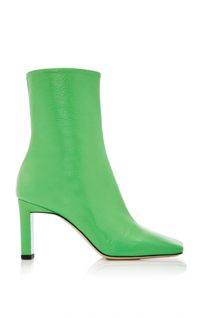 Shop Wandler Isa Goat Leather Ankle Boots In Green