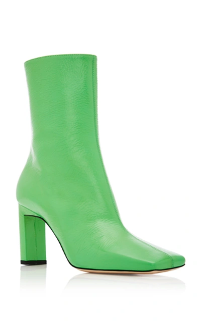 Shop Wandler Isa Goat Leather Ankle Boots In Green