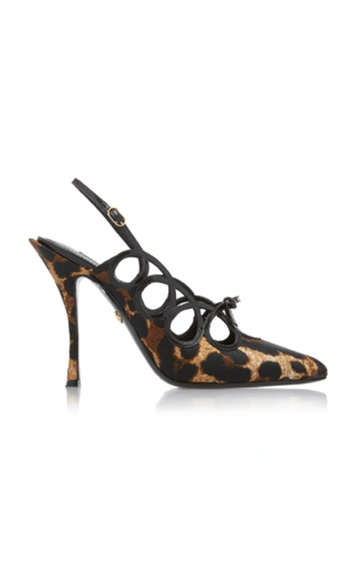 Shop Dolce & Gabbana Printed Satin Slingback Pumps In Animal