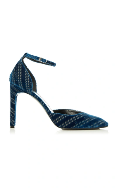 Shop Givenchy Laser-cut Velvet Pumps In Navy