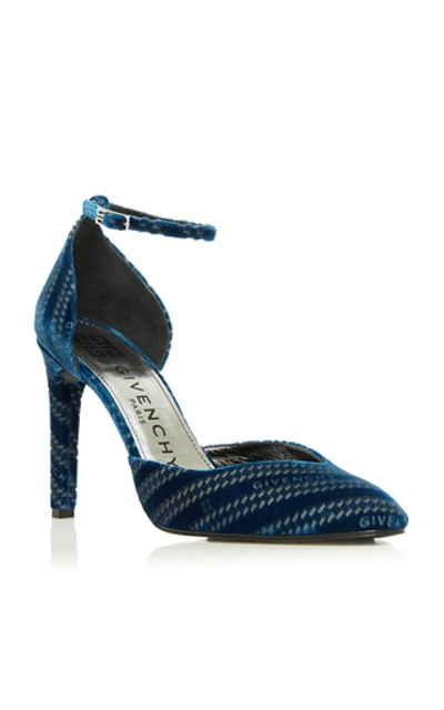 Shop Givenchy Laser-cut Velvet Pumps In Navy