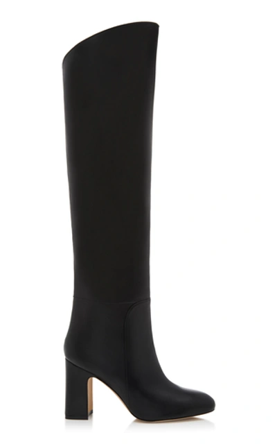 Shop Stuart Weitzman Lucinda Leather Over-the-knee Boots In Black