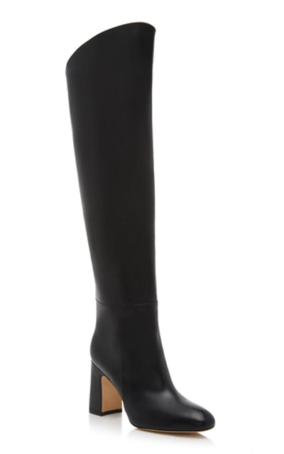 Shop Stuart Weitzman Lucinda Leather Over-the-knee Boots In Black