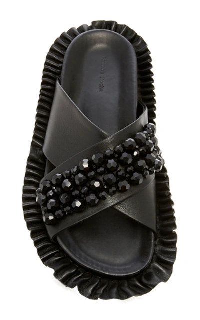 Shop Simone Rocha Embellished Leather Slides In Black