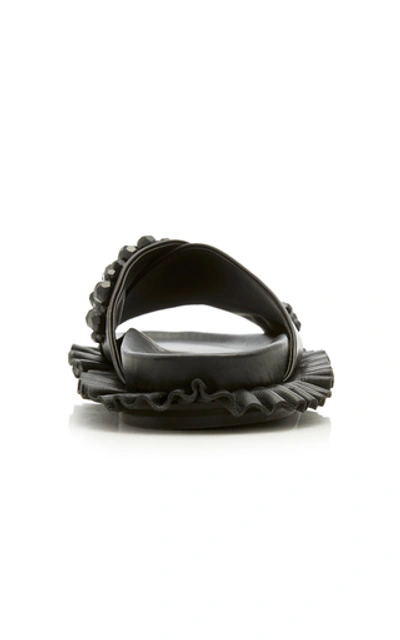 Shop Simone Rocha Embellished Leather Slides In Black