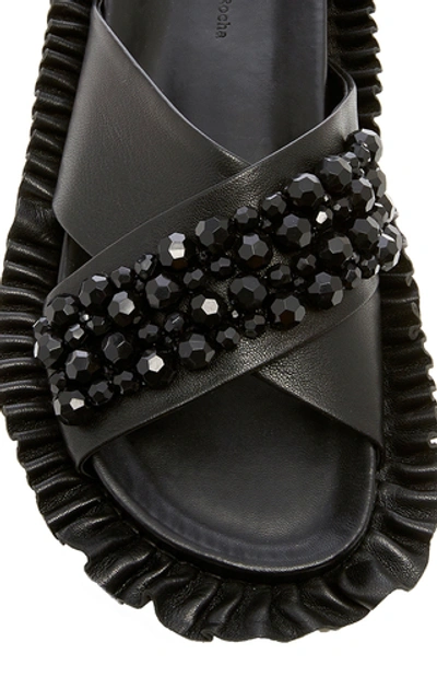 Shop Simone Rocha Embellished Leather Slides In Black